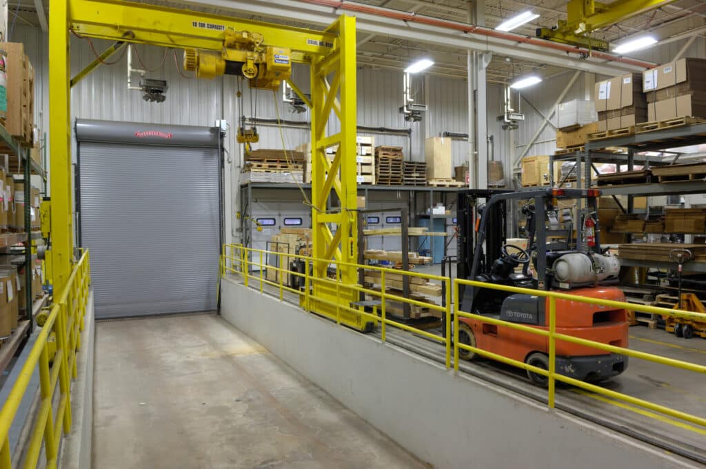 PTR facilities showing full tractor trailer access shipping dock.
