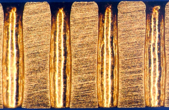 side view of EB drilled holes