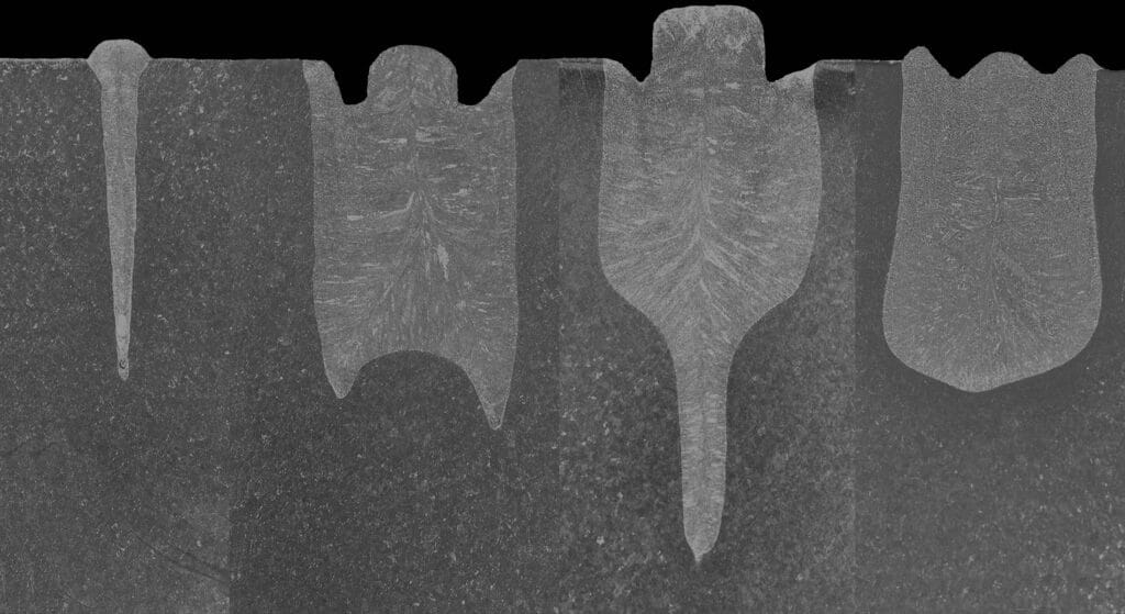 EB Weld Pattern Cross Sections