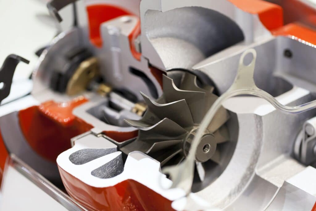 Close-up of a turbocharger impeller